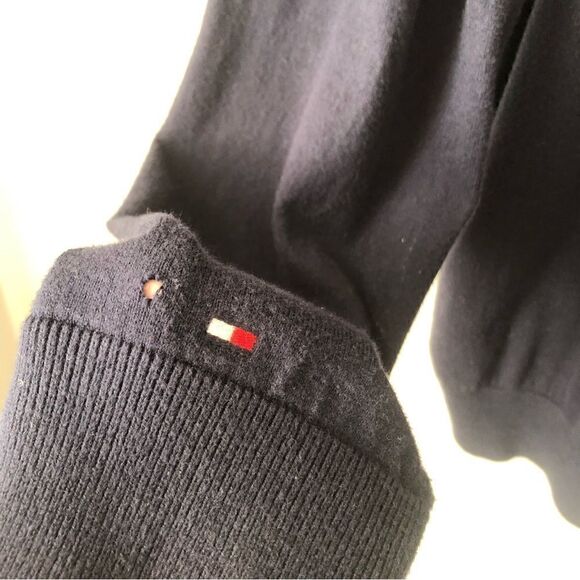 Tommy Hilfiger dark blue v-neck academia button down cardigan 100% Pima cotton - Picture 6 of 9